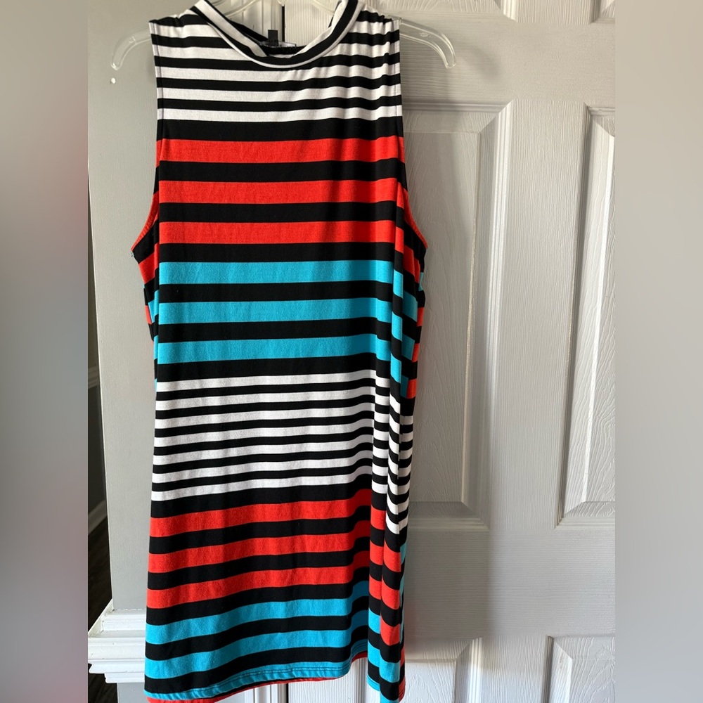 Striped, sleeveless dress